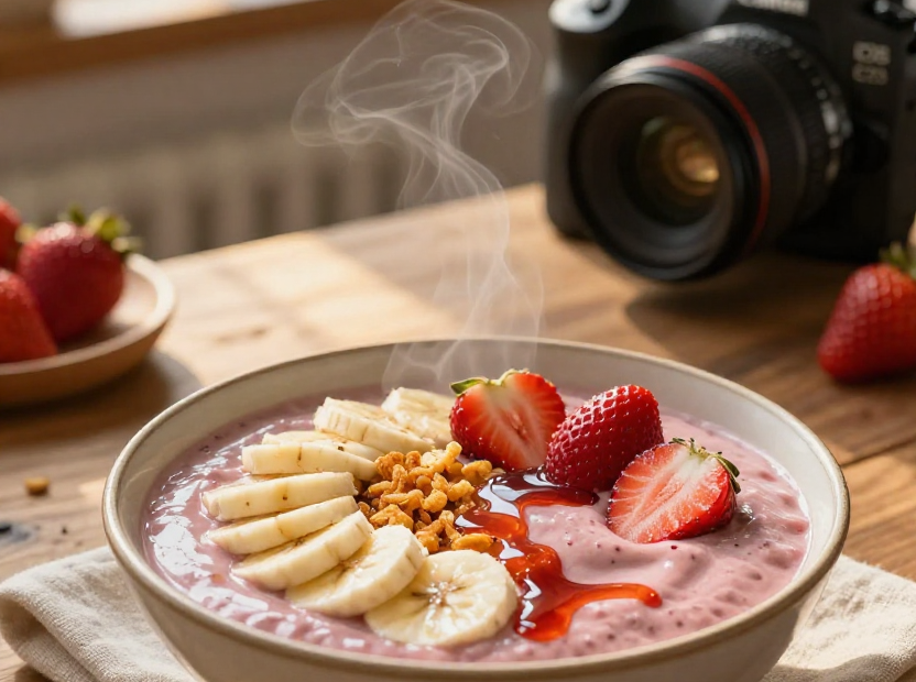 strawberry banana smoothie bowl drink - featured image