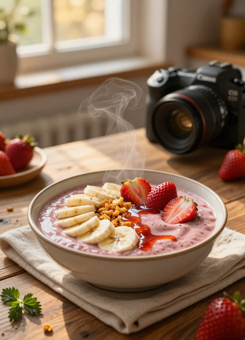 strawberry banana smoothie bowl drink - featured image